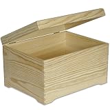 Creative DECO XXL Grande Caja Madera para Decorar con Tapa | 40 x 30,5 x 24 cm | Baúl Cofre Decoración Decoupage Almacenaje Documentos Objetos de Valor Juguetes Fruta Herramientas