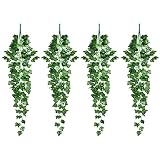 4 Piezas Plantas Artificiales Colgantes, Guirnalda de Hojas de Hiedra Artificial Decorativas Falsas, Plantas Trepadoras Falsas de Plástico