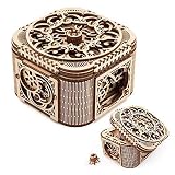 UGEARS Cofre del Tesoro con Llave - Caja Joyero Kit Modelo mecánico Puzzle de Madera 3D Rompecabezas