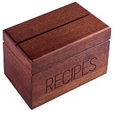Apace Living Caja de Recetas Sapele con Tarjetas y divisores de Apace - Caja para Tarjetas de Madera de Estilo Vintage de 4 x 6 con Soporte para Recetas - Exclusivamente de la colección Premier
