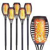 Deco Express Luces Solares Led Exterior Jardin, Pack de 6 Antorchas Solares Exterior Con Efecto Llama, Lampara Solar Recargable, Decoracion Jardin Patio Terraza Fiestas