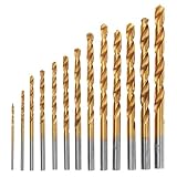Juego de brocas helicoidales de 13 piezas, brocas helicoidales de 1,5-6,5 mm, con acero de alta velocidad y vástago redondo para herramientas de perforación de madera, metal y plástico