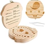 DEAROPE Caja de Dientes, Caja para Dientes en Español de Leche, Caja de Madera para Guardar Dientes (Niño)