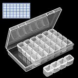 NewZC - Caja de almacenaje de plástico con tapa 28 compartimentos desmontables, caja de plástico en caja de almacenamiento estable, organizador para el tipo de uñas