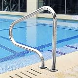 Barandilla de acero inoxidable para piscina con placa base, barra de sujeción para escalera de piscina para personas mayores / seguridad para niños, barandilla de 3 curvas que puede soportar hasta 2