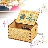 EMAGEREN Caja de Música Caja de Madera Musical de Manivela Mini Caja de Musica de Pintado Vintage Musica Cajita Musical Tallado Regalo Romantico de San Valentín Cumpleaños Día de La Madre para Esposa