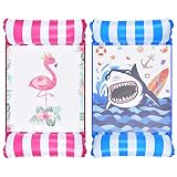 WERNNSAI Flotadores de Hamacas para Adultos - 2PCS Hamaca de Agua Flotadores Inflables para Piscinas 4 en 1 Multi-Propósito Tumbona Piscina Flotador de Agua Portátil para Viajar (Flamingo & Tiburón)