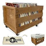 Retro Musique - Caja de almacenamiento de vinilo con ruedas para hasta 100 álbumes, Acabado en teca, Talla única, Retro