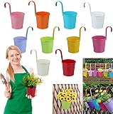 Ediesi, Macetas Decorativas de Colores, Colgantes, para Exterior, Macetero, Soporte Jardinería Balcon, Metálicas, para Plantas Pequeñas, 10 Piezas