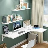YVX Mesa de Esquina Plegable para computadora Escritorio de Pared Mesa de Oficina Mesa de Pared de Hoja abatible Mesa de Escritorio y Pared Mesa de Estudio Mesa Lateral doble-70 * 50 * 30cm Blan