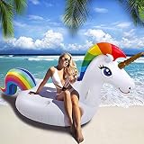 Unicornio Flotador Hinchable - Flotador Piscina Inflable Unicornio Juguete Flotador Unicornio Piscina Inflable Gigante con Válvulas Rápidas Piscina de Verano Juguete para Adultos Niños