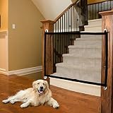 Barrera de seguridad para perros, puerta mágica para perros, gata, animales y animales retractables, barras, escaleras, cocina, puerta mágica para seguridad de bebé niño, 180 x 72 cm + 4 ganchos.