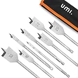 Amazon Brand - Umi 8pc Juego de Brocas de Pala de Madera, Brocas Planas con Vástago Hexagonal de 1/4',Cortador de Agujeros para Trabajar la Madera