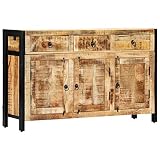 vidaXL Mango Aparador Comedor 3 Puertas + 3 Cajones Madera Maciza Mueble Buffet Salón Cocina Diseño Estilo Rústico Armario Auxiliar Bufé Cómoda Sala