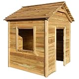 Festnight Casa de Juegos de Jardín con Ventana y Puerta, Madera de Pino Verde Impregnada 123x120x146 cm