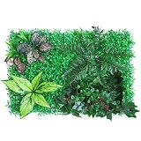 Seto artificial de planta verde – Panel de pared vegetal artificial, planta de valla de jardín, 40 x 60 cm, decoración de interior