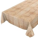 Anro - Mantel de hule lavable, para mesa, 95% PVC, 5% poliéster., Madera beige marrón., 100 x 140cm Schnittkante