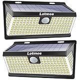 Luz Solar Exterior 236LED Lotmos【2022 Nuevo 280° Iluminación Ancha】3Modo Foco Solar Exterior con Sensor de Movimiento, IP65 Impermeable Lámpara Solar Exterior de Seguridad para Jardín Garaje, 2 pack
