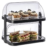Vitrina Buffet APS 'Double Decker' - 2 capós transparentes que se abren por ambos lados, 2 bandejas de acero inoxidable, 4 baterías de refrigeración, almacenamiento que ahorra espacio - Made in Germany