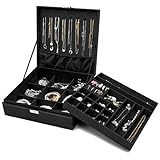ProCase Estuche Joyero Grande Aterciopelado para Mujer, Caja Organizadora de 2 Pisos con Colgador de Collares Pendientes, Guardar Joyas Accesorios Decoración Pulseras Anillos Relojes en Hogar -Negro