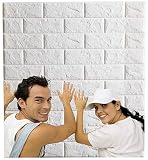 Arthome 10 piezas Papel Pintado 3D Ladrillo, Autoadhesivo Grueso Impermeable Pegatina de Pared Espuma, Paneles Decorativos 3D Piedra para Cuarto de Baño, Sala de Estar y Cocina ( 5.20㎡)