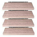 EUGAD Juego de 4 Estante Flotante de Pared Retro Estantería de Pared Madera Colgar Libro CD para Salon Dormitorio 50cm Sonoma Roble 0091QJ