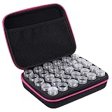 Ymiko 30 Ranuras 5D Accesorios de Pintura de Diamantes Caja de Herramientas de Bordado de Diamantes Caja de Almacenamiento Herramienta de Arte de Bricolaje(Rosa roja)
