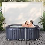 miweba Mspa de Whirlpool M hinchable 001ls 2 personas 186 x 125 ovalado para interiores y exteriores Incluye ratán mesa de bandeja y cubierta protectora.