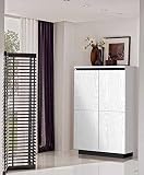 Angulo Interiores Buffet/Mueble aparador con 2 Puertas, en Color Blanco y Negro Antracita. Fabricado a Mano en España con Madera de Cerezo. (80 x 40 x 130 cm)