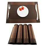 KOKAKO Manteles Individuales 4 Piezas,Lavables PVC Salvamanteles Individuales Repelentes de Suciedad para la Mesa de Comedor de Cocina,Marrón