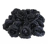 Ultnice Rosas negras artificiales flores de seda para manualidades, 50 unidades