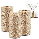 Sprießen Cuerda de Yute,3pcs/1mm/300 Metros, Cordel para Artes, Oficios industriales, Regalo, Cordel de Yute de Grosor Natural, Cuerda de Yute para Floristería, Decoración, Empaquetar Decoración