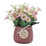 GaoTuo Plantas Artificiales Planta en Maceta de Margarita Artificial,Plantas Artificiales para Decoración Cocina/Oficina/Dormitorio/Balcón/Jardin（Rosa）