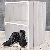 Kontorei - Caja para fruta (también ideal para zapatos y CD, apilable, madera natural, color blanco