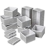 Evance 12 Caja de Organizadores Almacenamiento Plegable para Cajones, Organizador de cajones Tela para Ropa Interior, Sujetadores(12PCS-Gris)