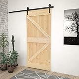 Ausla Puerta corredera de madera maciza de pino, sistema de puertas correderas no incluidas, 90 x 210 cm