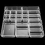 18 PCS Cajas Organizador de Cajón Plástico,Aokyom Organizadores Transparentes para Cajones Cajas Bandejas de Plástico Transparente Apilables Almacenamiento para Cajones,Escritorio,Baño,Maquillaje