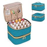 Luxja Organizador Esmaltes, 2 Capas Neceser esmaltes de uñas, Organizadores Pintauñas caber 40 Botellas (15ml), Estuche Esmalte de Uñas de Gran Capacidad, Verde Azulado, (Diseño Patentado)