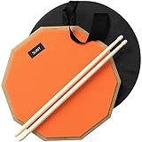 Slint Almohadilla de Práctica de Doble Superficie con Baquetas de Batería - Drum Pad Silencioso 30 cm con Bolsa de Transporte para Tambor de Caja de Alto 10 cm – Set de Batería Musical de Práctica
