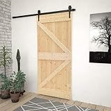 Tidyard Puerta Corredera con Herrajes Sistema de Puerta Corredera Puerta Corredera de Madera Maciza de Pino 80x210 cm
