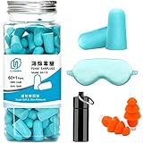 60 pares Tapones para los oídos para dormir con cancelación de ruido, Macllar 38db SN, Tapones para los oídos de espuma suave para protección auditiva con estuche de transporte de aluminio, antifaz