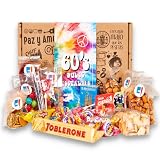 Caja Regalo de Chuches y Chocolates típicos de los 60's | Ideal para Regalar a un Amigo, un Cumpleaños, Día del Padre o para San Valentin | Con más de 0,9kg de Dulces, Chocolatinas y Golosinas