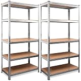 Deuba Set 2 Estanterias Metálicas 5 niveles almacenamiento 170x75x30cm Carga máxima de 350kg Metal galvanizado