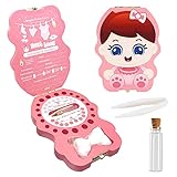 Caja dientes de leche para niños y niñas, Regalo para niños en madera de souvenir, Acumulación de dientes(Niña)