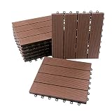 BodenMax Baldosa clic de WPC | Marrón | 30 cm x 30 cm x 2,5 cm | Set de 8 baldosas = 0,72 m² |Para terrazas, jardines, balcones, piscinas, saunas. interiores y exteriores