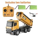 Camión radio control volquete profesional caja abatible HUINA 1573 2.4G escala 1:14 con 2 baterías Con luces LED y sonidos / camión rc teledirigido / Ideal usar junto excavadora 1583 o 1580