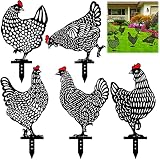 Amzeeniu 5 Piezas de Gallinas Decorativas de Jardín Arte Pollo,Estatua De Pollo Rooster Decor,Silueta De Gallina,Pollo Patio Arte Jardín,Césped Decoración De Suelo Ornamento Camino,Aceras,Jardín