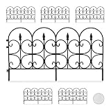 Relaxdays Set de Seis Vallas Decorativa para jardín, Altura de 30 cm, Longitud de 4 m, Negro