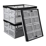 Buyitt Juego con 3 cajas plegables de plástico, cajas de almacenamiento, cestas apilables, 30 L