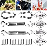 Emooqi Kit de Montaje para Toldo, 24 Piezas Heavy Duty Sun Shade Sail Kit Accesorios de Fijación de Hardware para la en Garden, Patio, Jardín